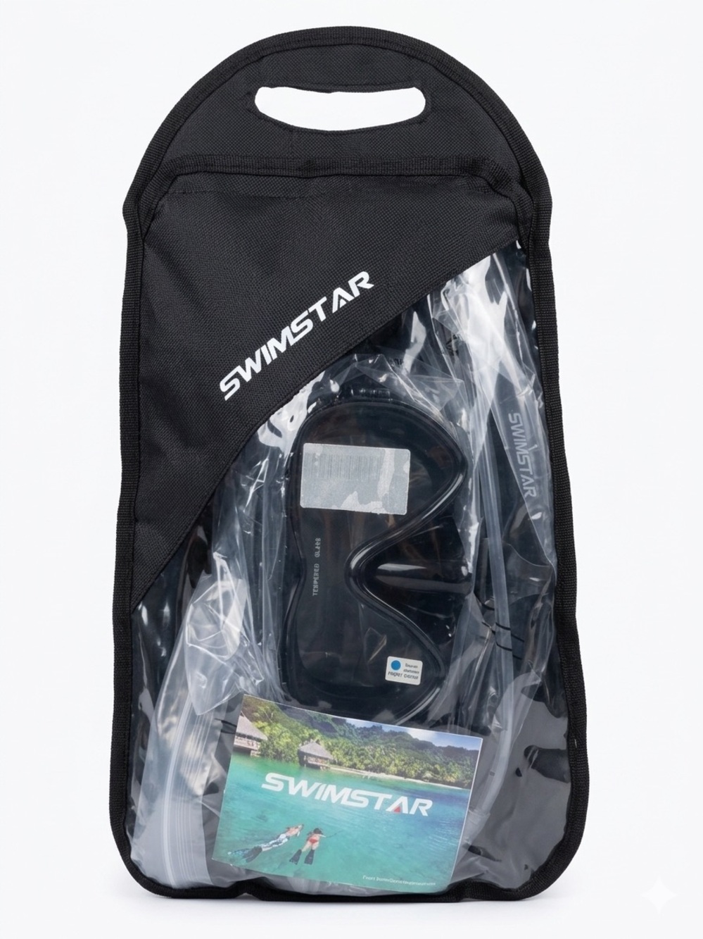 NWT SwimStar Adult Snorkel Set - Anti-Fog Tempered Glass Mask & Dry Top Snorkel